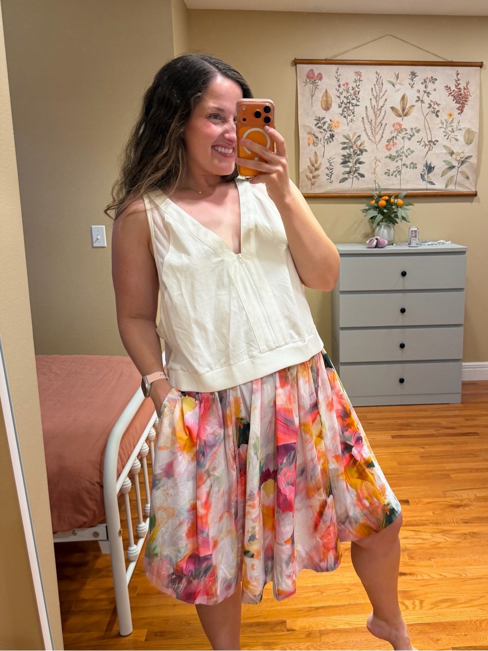 Anthropologie Daily Practice White Watercolor Mini Dress 3X - Picture 2 of 12
